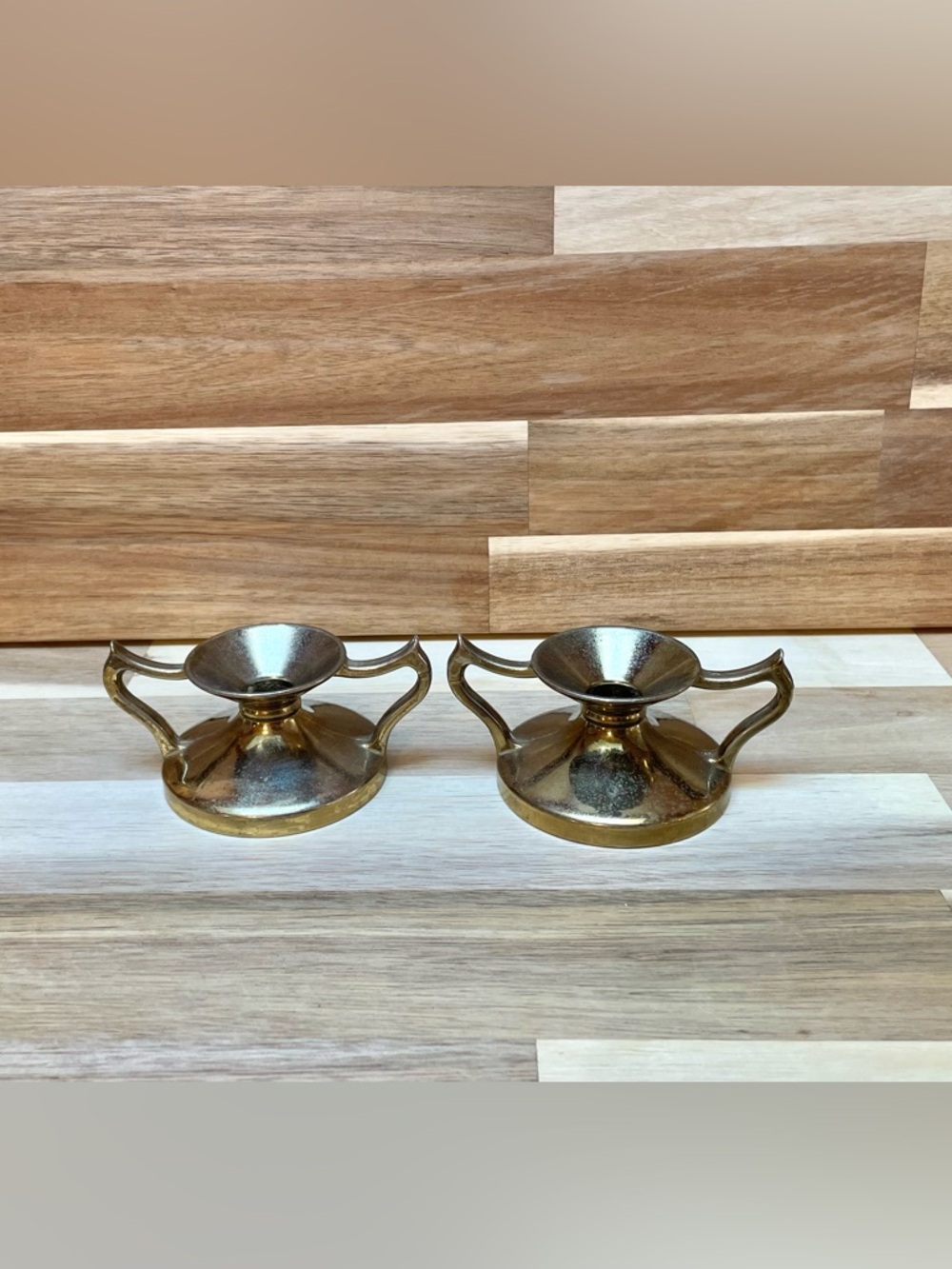 Vintage Gold Toned Trophy Style Candle Holders